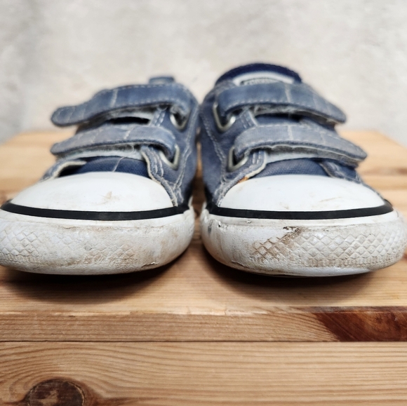 SOLD 🌟 Converse Toddler Blue Denim Double Strap Low Top Unisex Sneakers Size 8 - Picture 3 of 11
